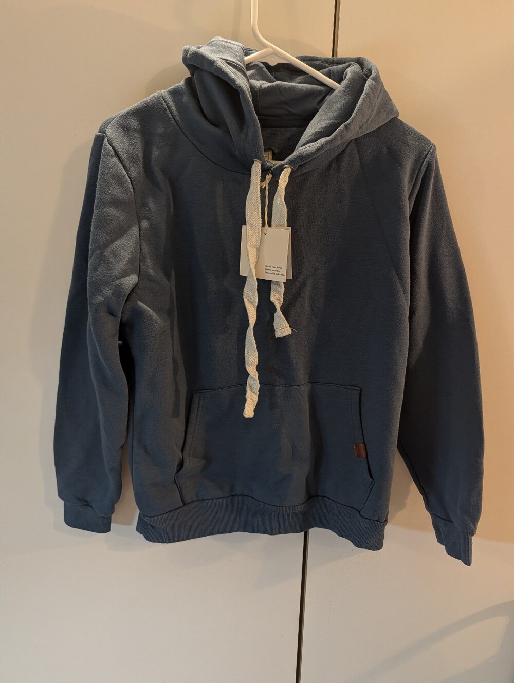 Double Men's M Blue Pullover Hooded Sweatshirt with Drawstring NWT